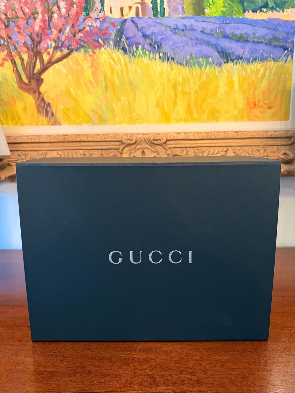 NEW Gucci Large Black Gift Box Silver Logo Tissue Paper